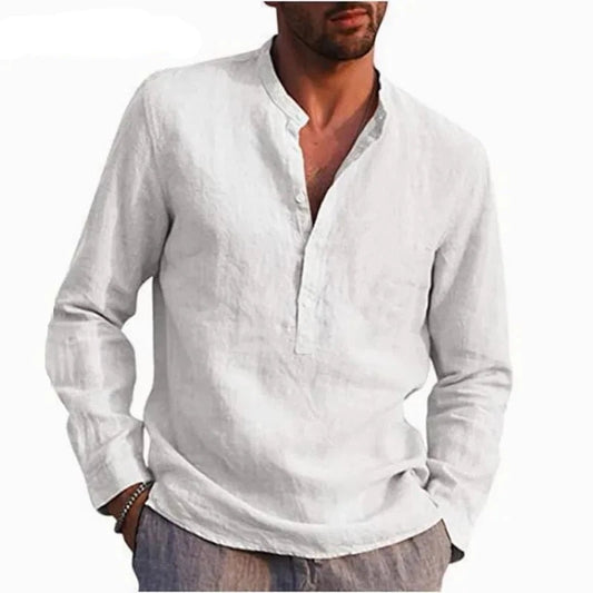 Half button linen shirt.