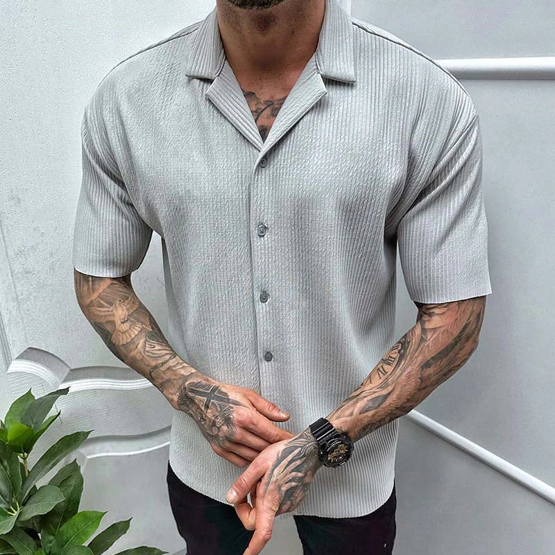 Ribbed Button-Up